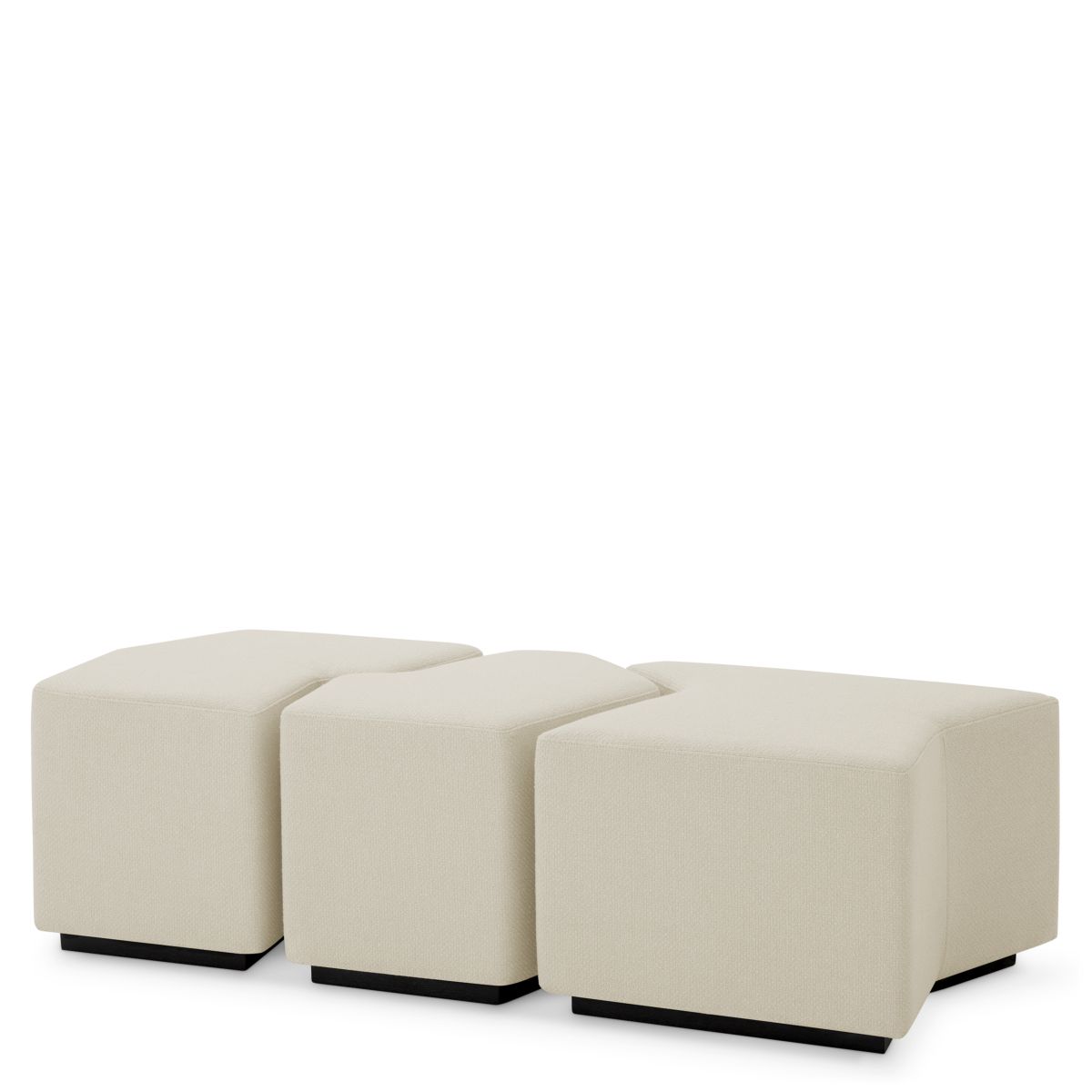 Set of three minimalist cream stools