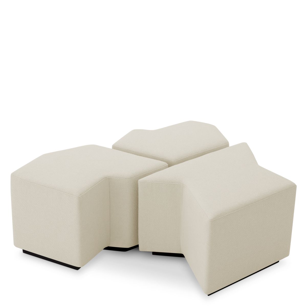 Set of three minimalist cream stools