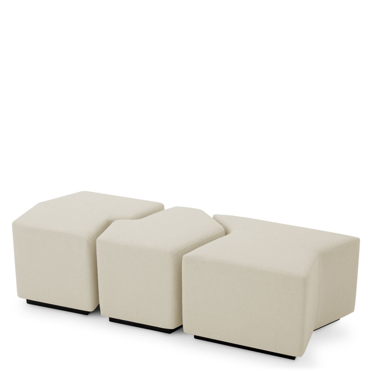Set of three minimalist cream stools