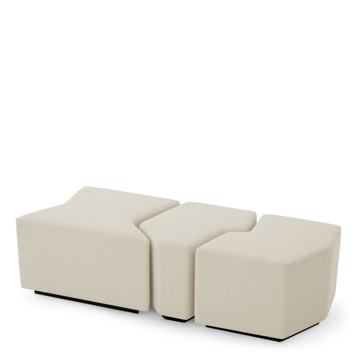 Set of three minimalist cream stools