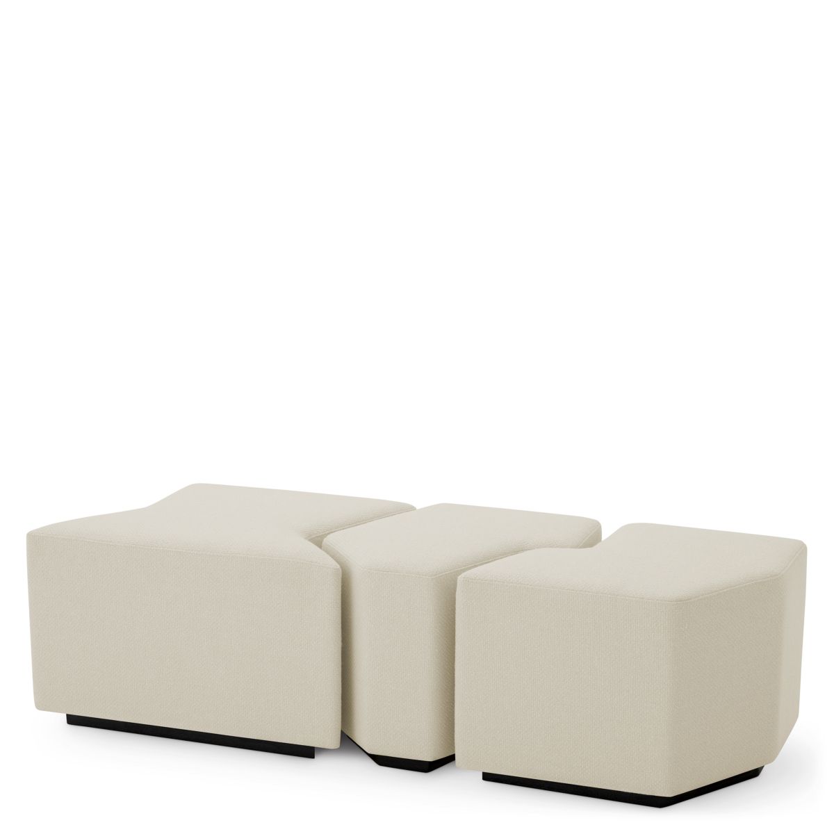 Set of three minimalist cream stools