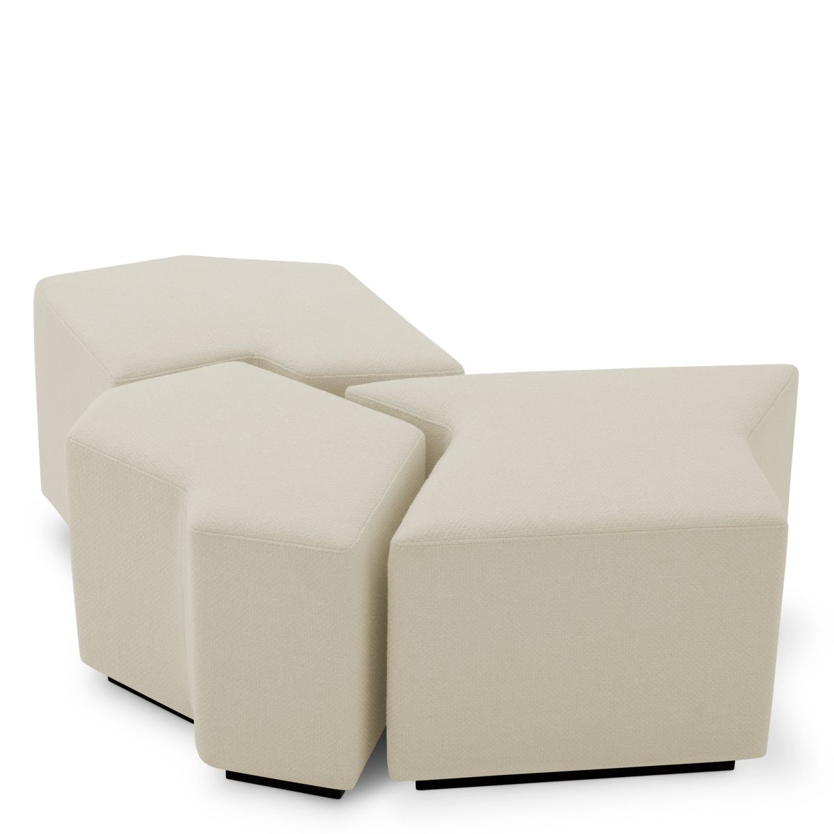 Set of three minimalist cream stools