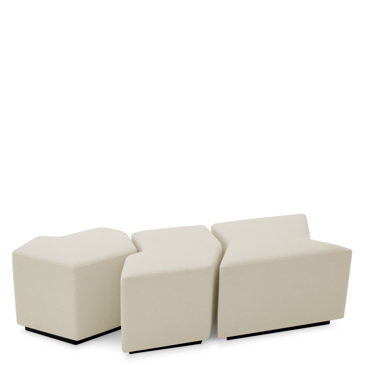 Set of three minimalist cream stools