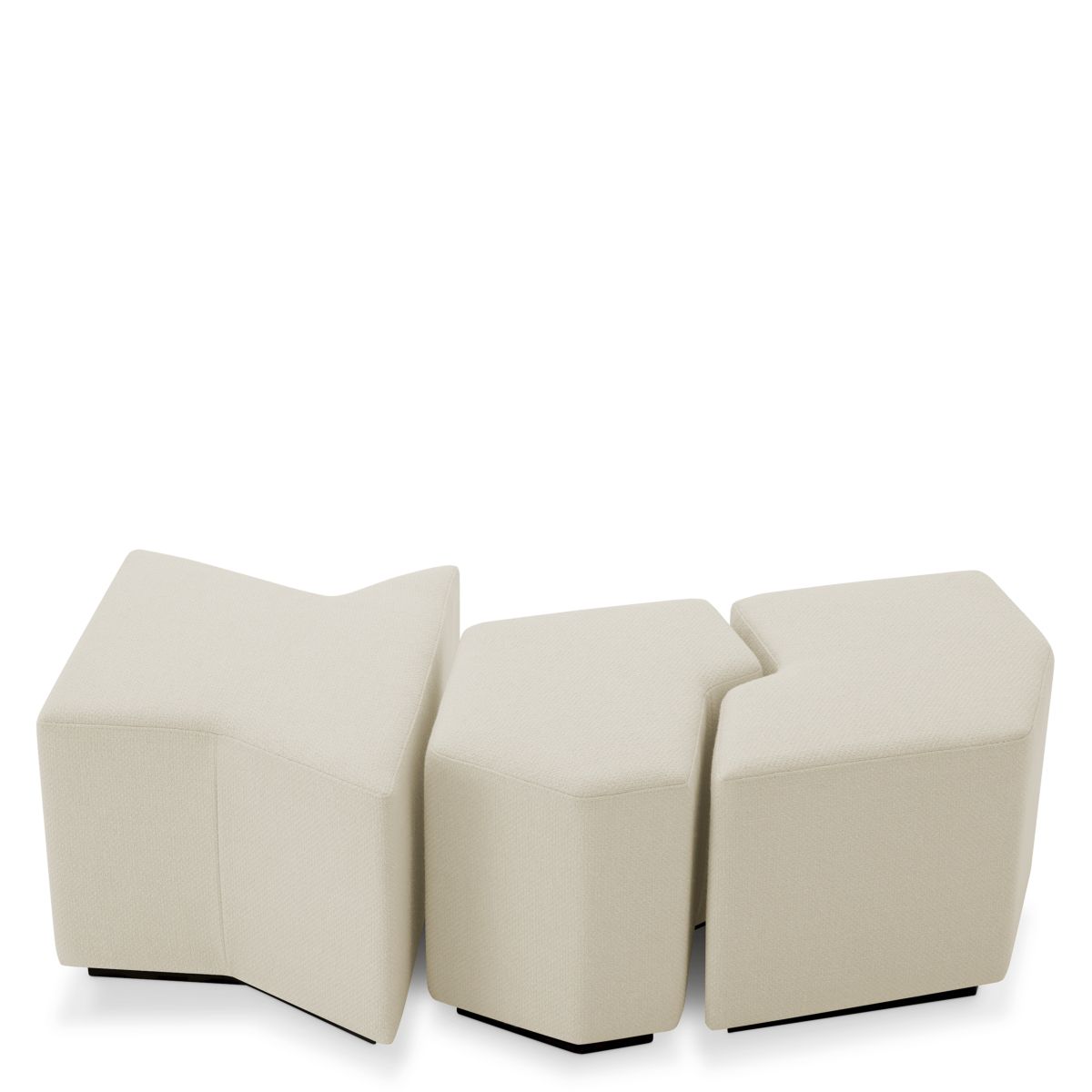 Set of three minimalist cream stools