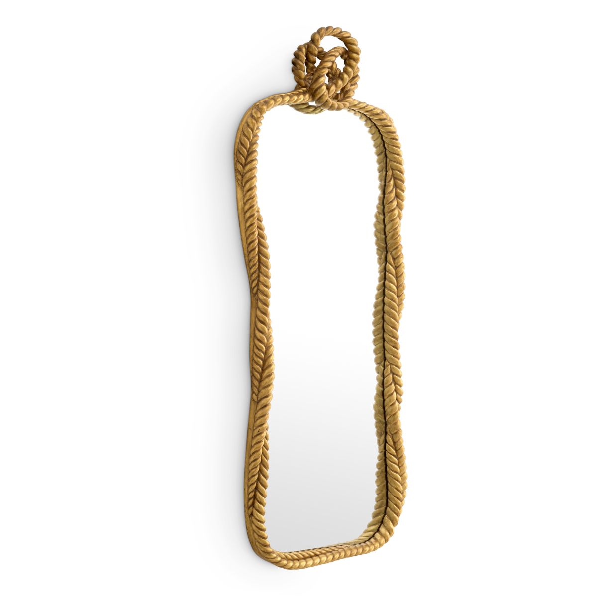 Wall mirror with antique gold rope style metal frame