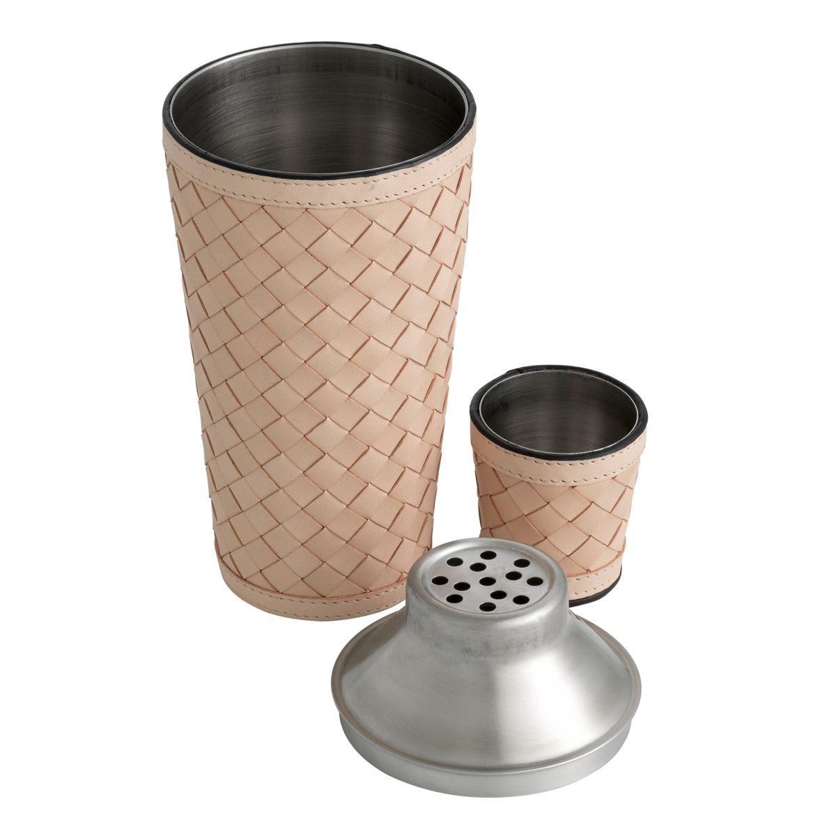 Three piece bar set with tan leather accents