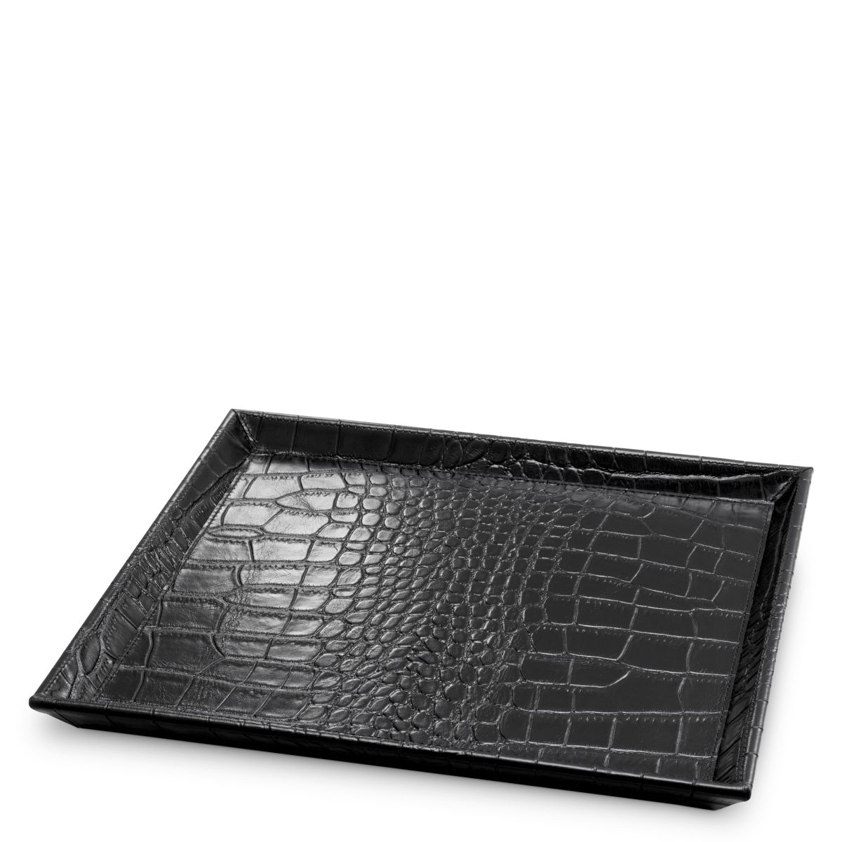 Set of two bar trays with faux croc leather pattern