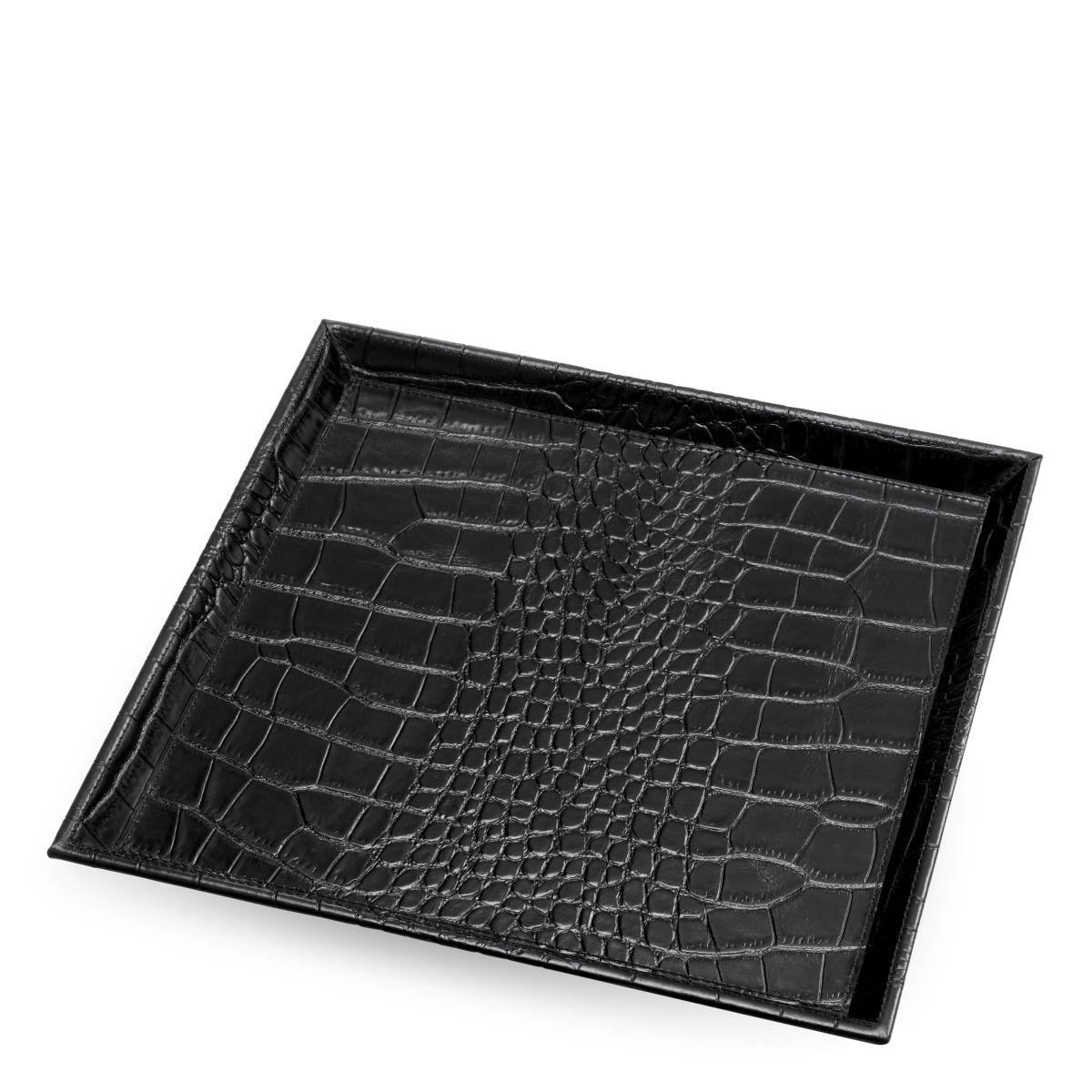 Set of two bar trays with faux croc leather pattern