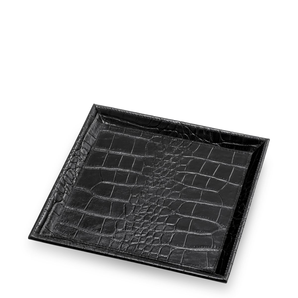 Set of two bar trays with faux croc leather pattern