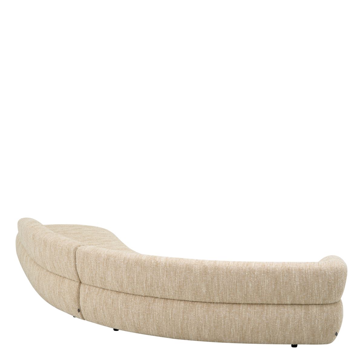 Elegant slightly curved sofa in boucle cream finish