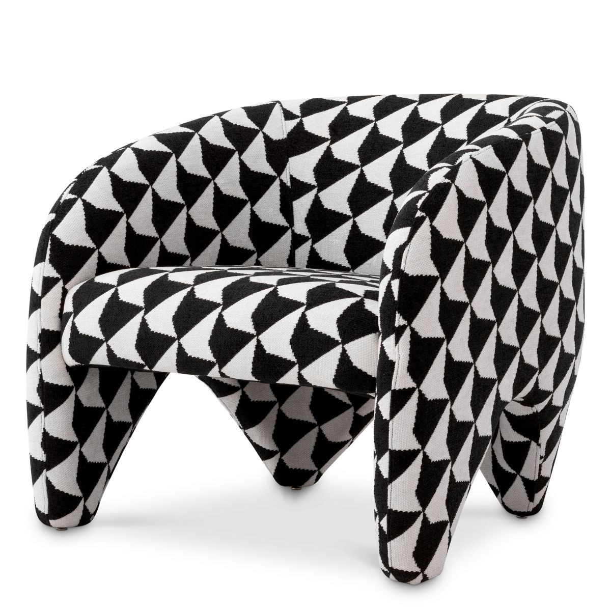 Striking chair featuring black and white geometric design