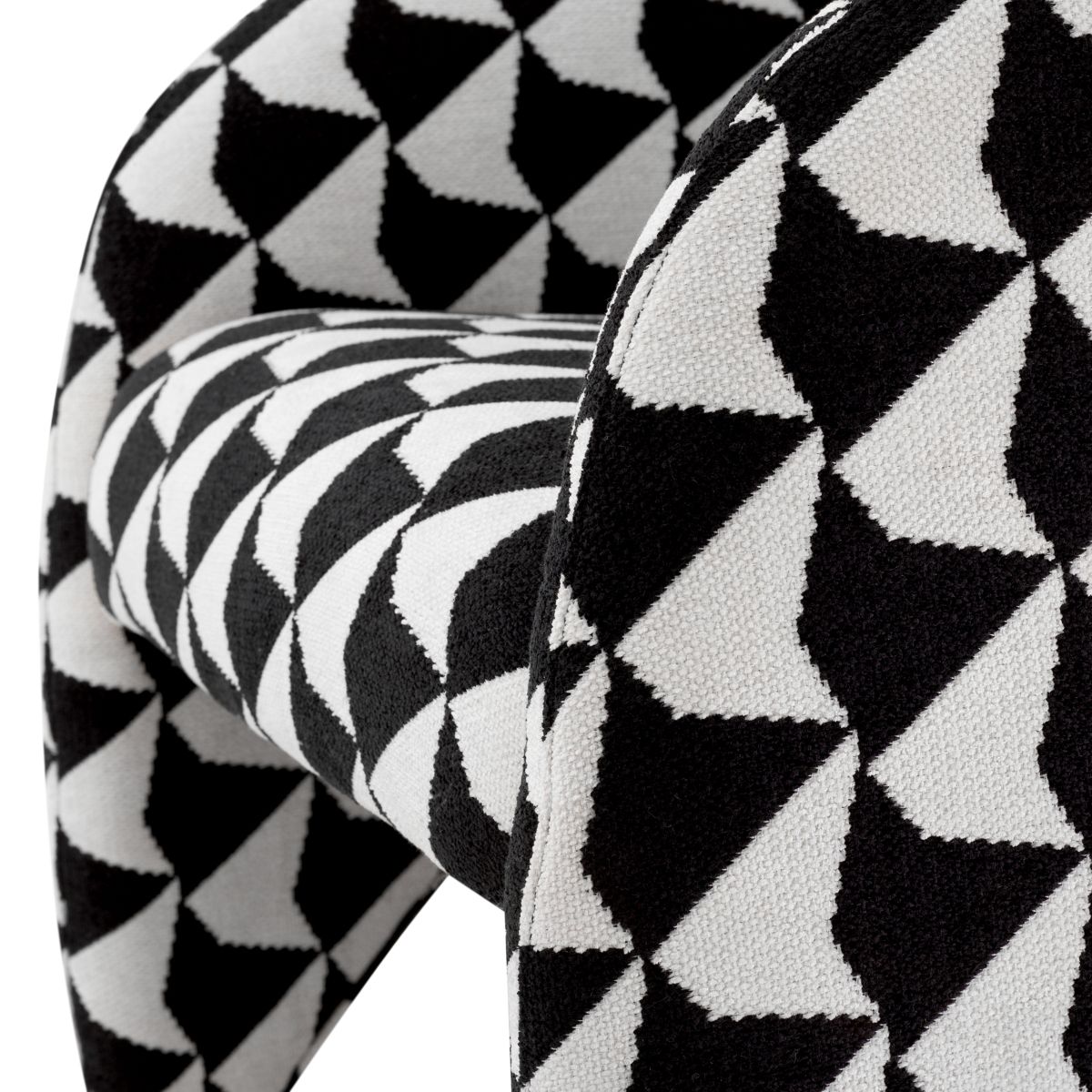 Striking chair featuring black and white geometric design