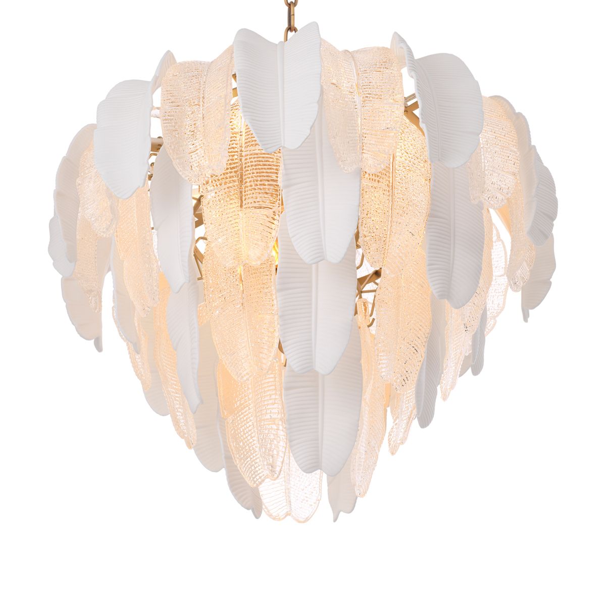 Inspired by the banana tree, the Saint Lucia Chandelier blends ceramic and textured glass, creating a unique and elegant focal point.