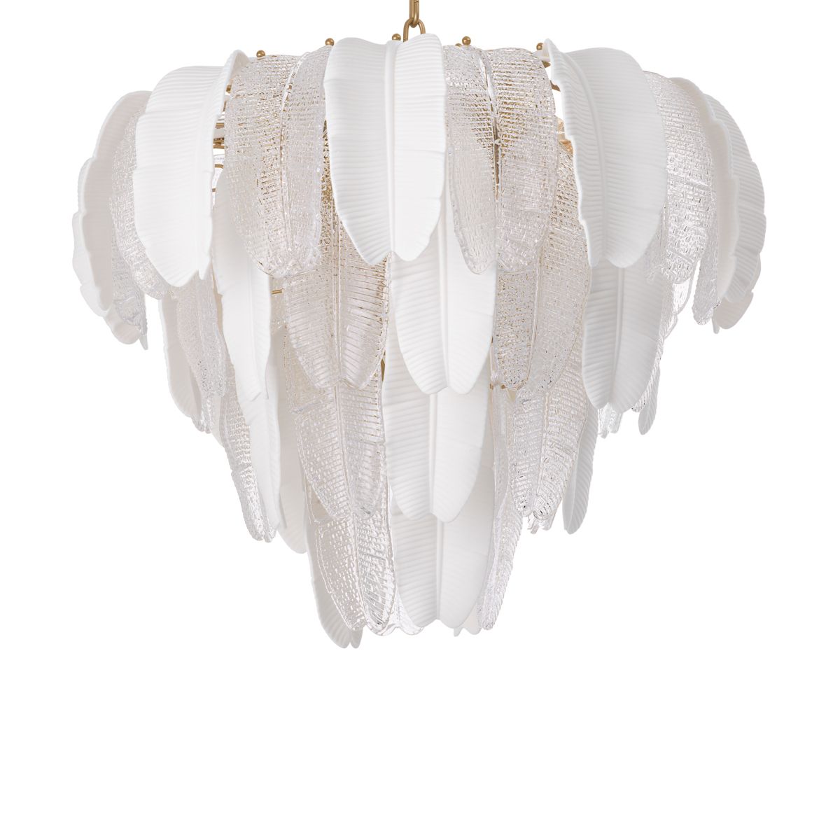 Inspired by the banana tree, the Saint Lucia Chandelier blends ceramic and textured glass, creating a unique and elegant focal point.