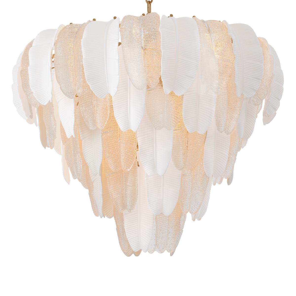 Inspired by the banana tree, the Saint Lucia Chandelier blends ceramic and textured glass, creating a unique and elegant focal point.