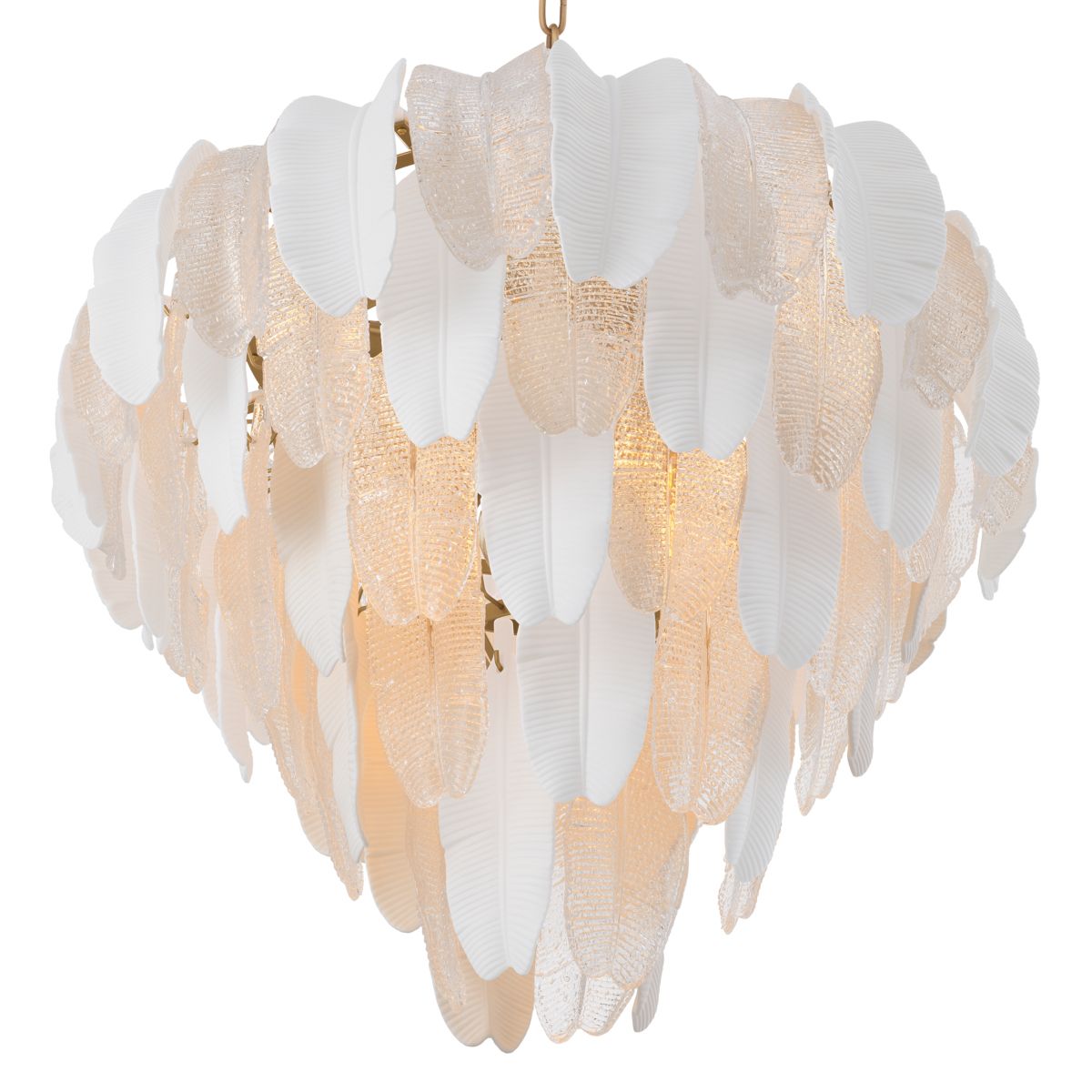 Inspired by the banana tree, the Saint Lucia Chandelier blends ceramic and textured glass, creating a unique and elegant focal point.