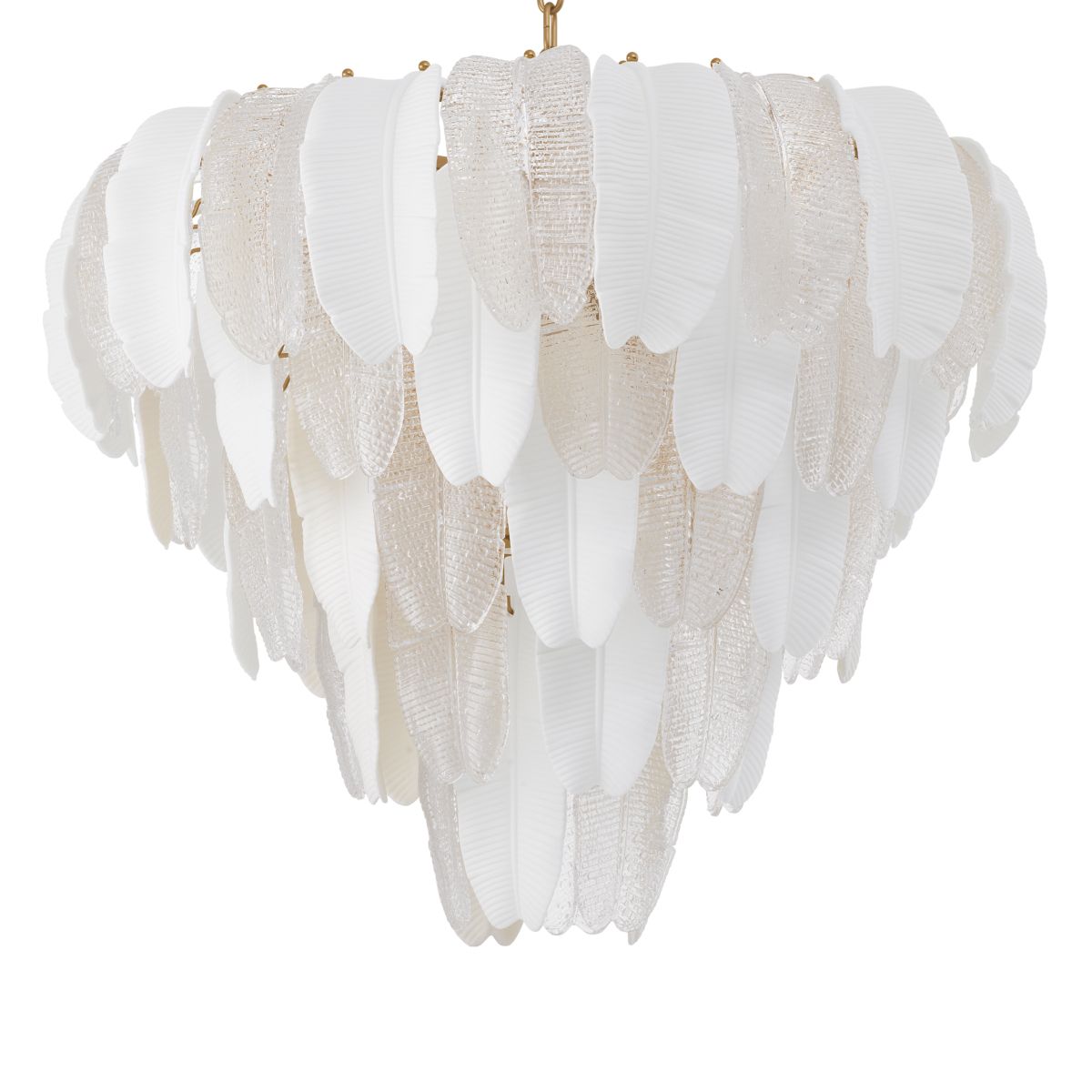 Inspired by the banana tree, the Saint Lucia Chandelier blends ceramic and textured glass, creating a unique and elegant focal point.