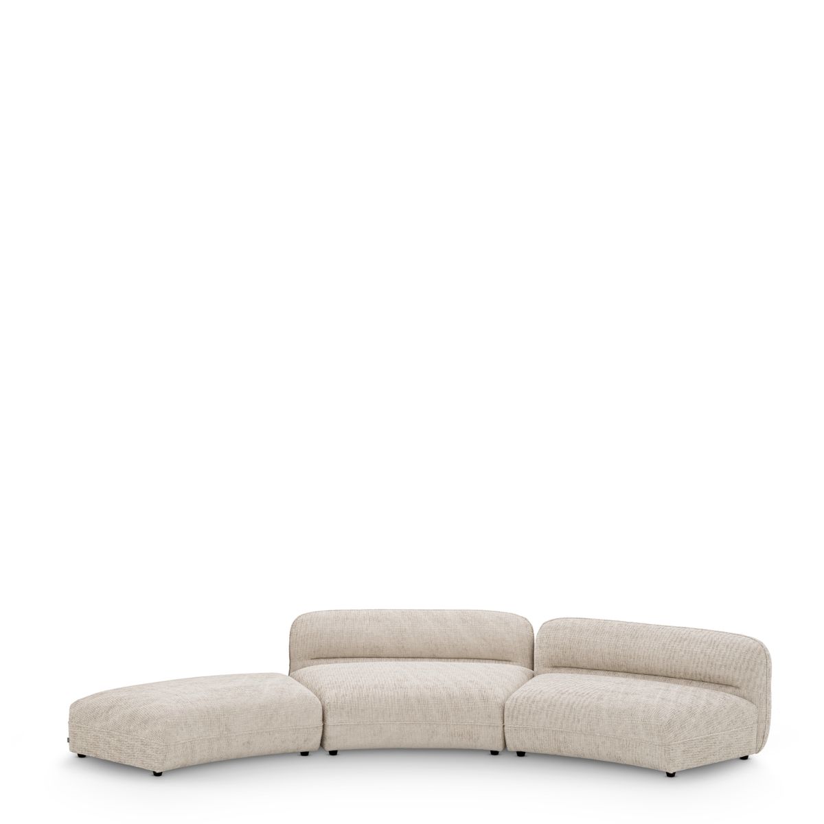 Middle section of modular sofa in textured beige finish