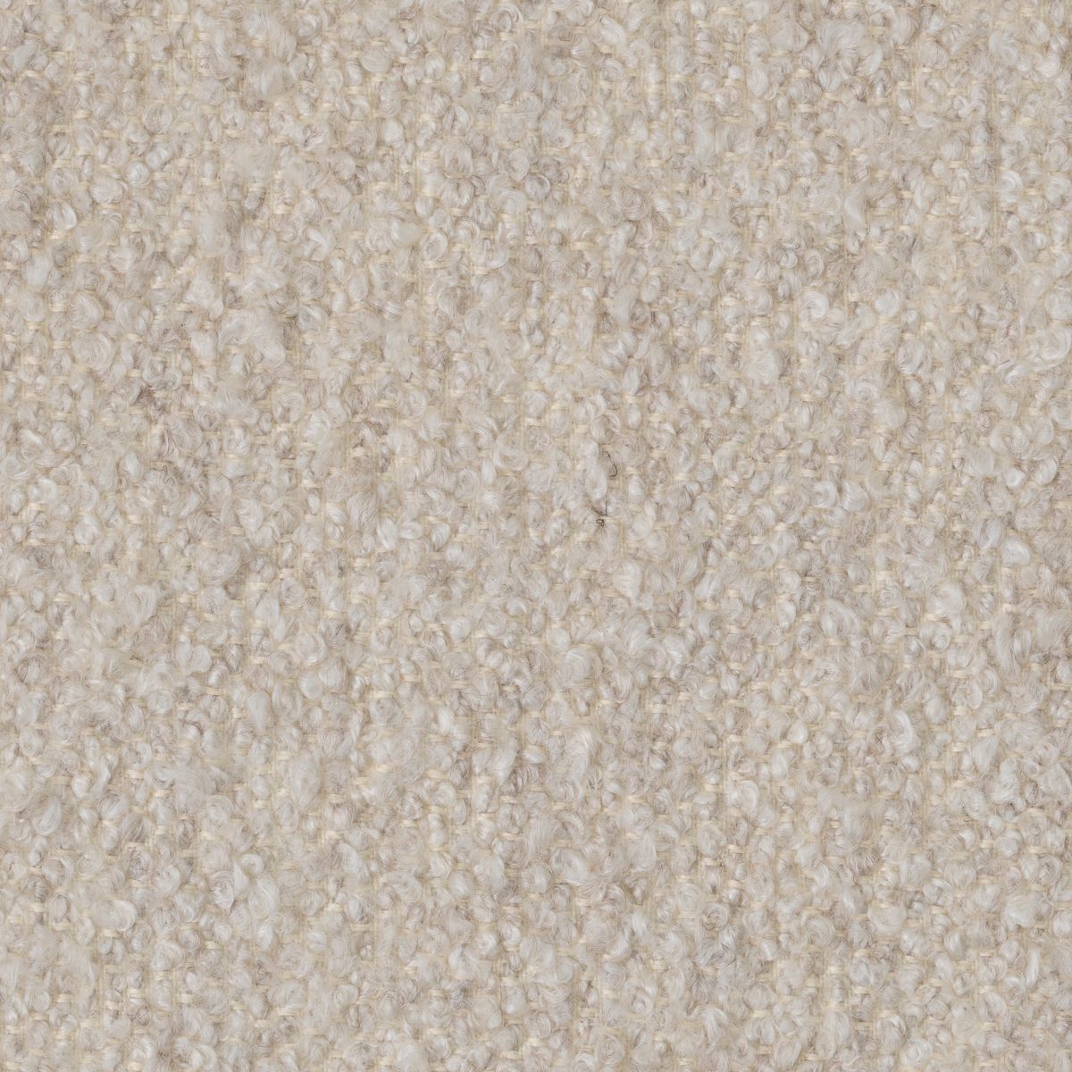 Sleek sofa in boucle cream finish with contrasting black base.