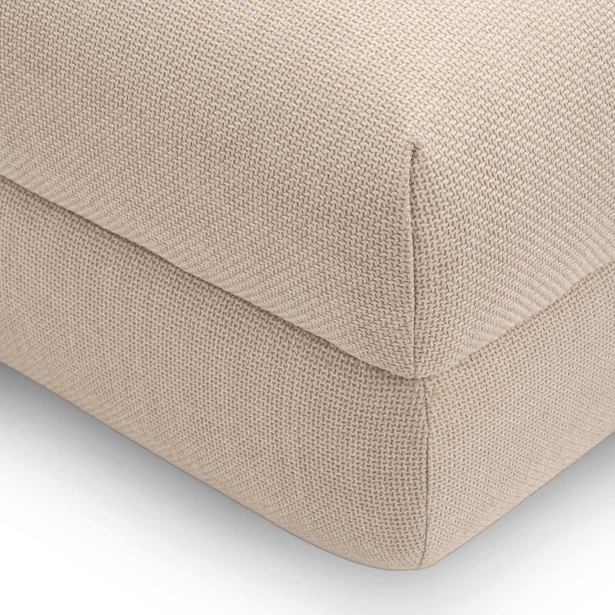 Middle section of modular sofa in boucle cream finish with black feet