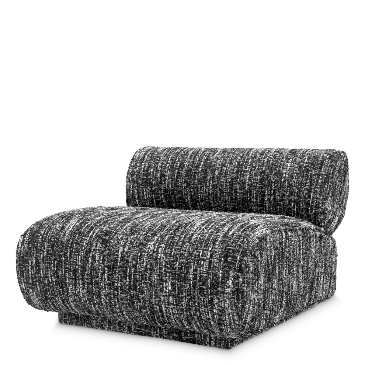 Contemporary chair in black and white marl boucle finish