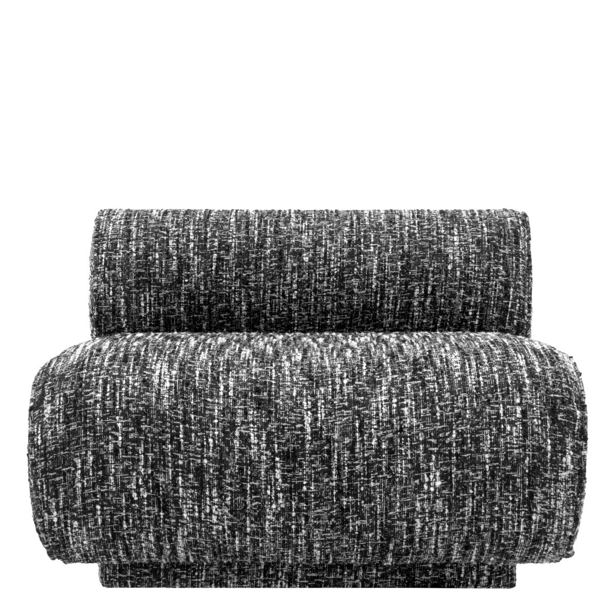Contemporary chair in black and white marl boucle finish
