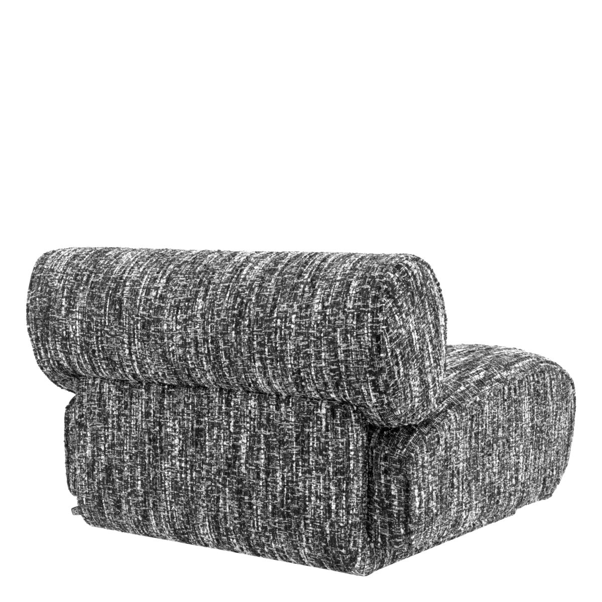 Contemporary chair in black and white marl boucle finish