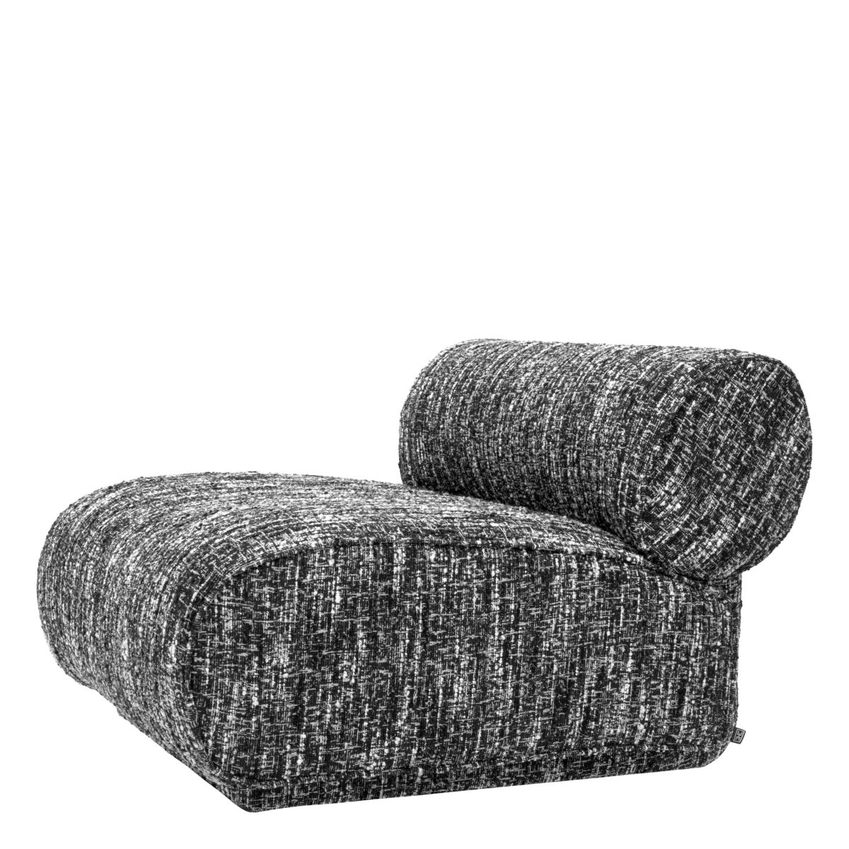 Contemporary chair in black and white marl boucle finish