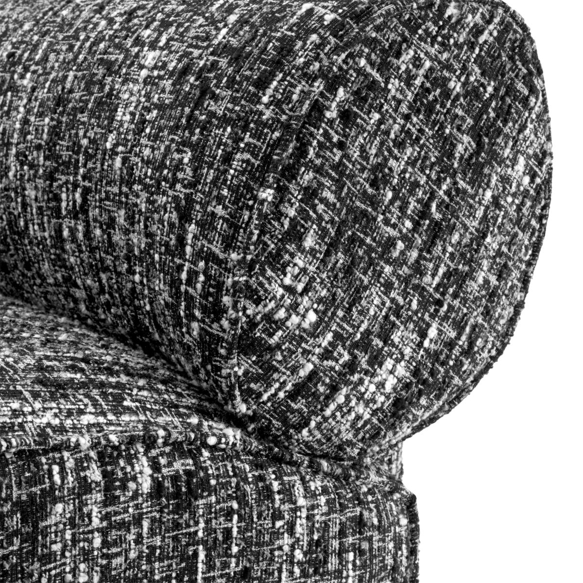 Contemporary chair in black and white marl boucle finish