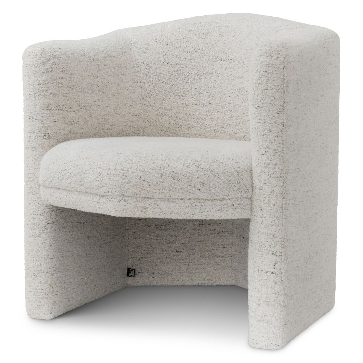 Compact armchair in sumptuous off-white boucle finish