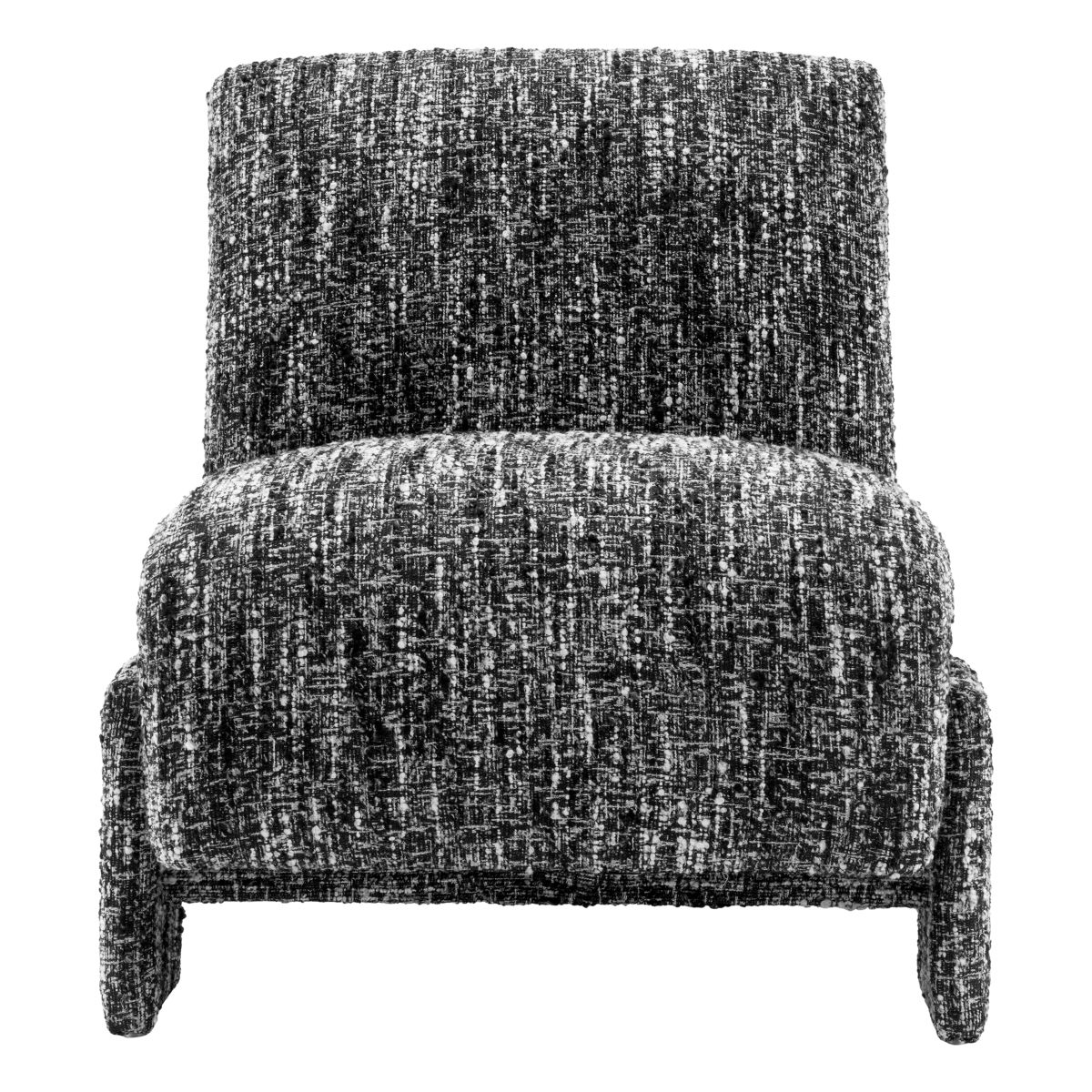 Contemporary chair in black and white marl boucle finish