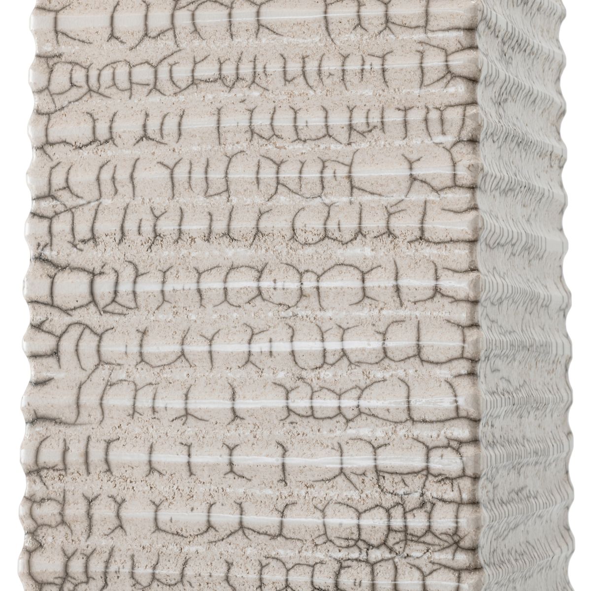 A striking piece made with the traditional Raku technique with a crackled white finish.
