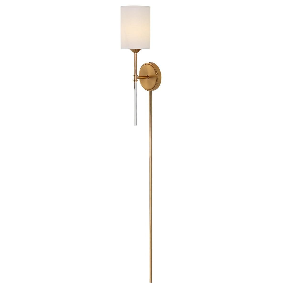 Wall light with elegant brass frame and sleek cream shade