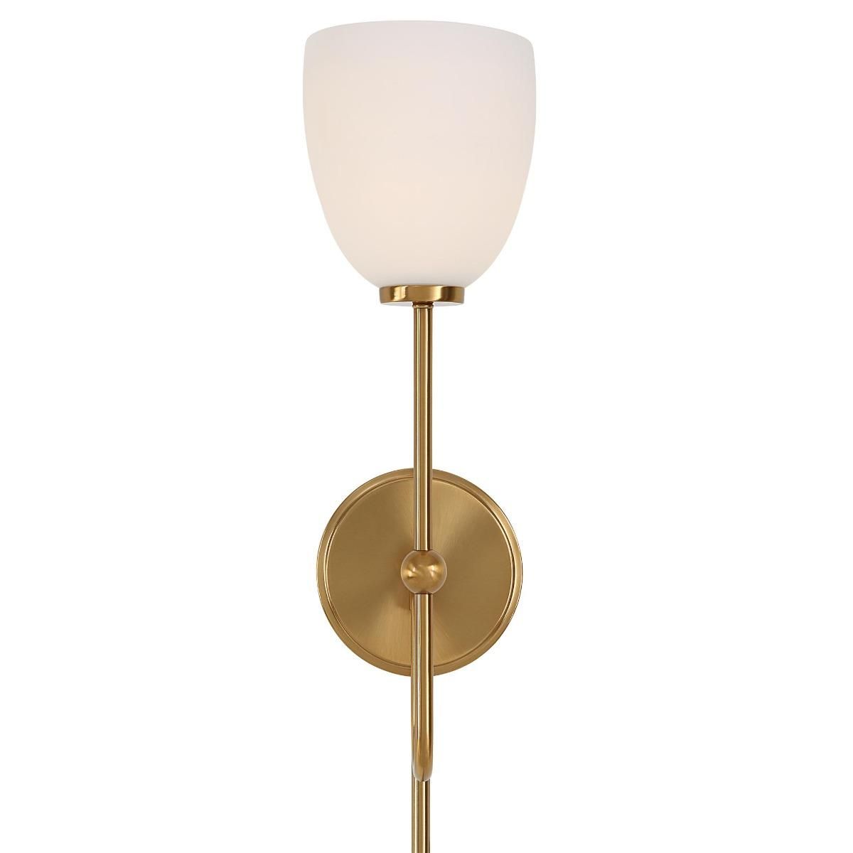 Wall light with slender brass frame