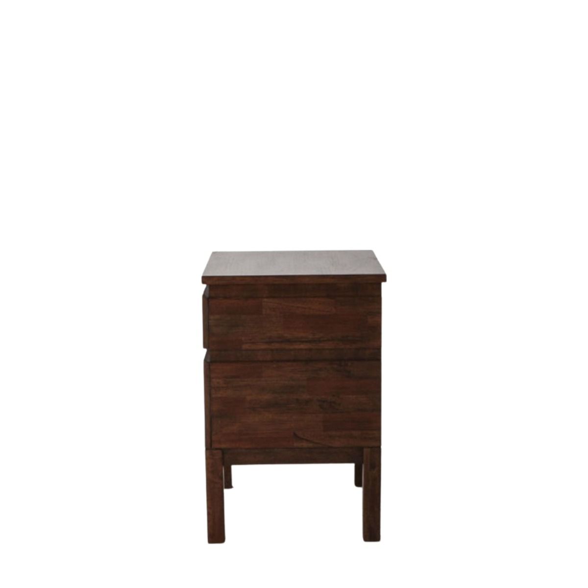 Elegant dark brown bedside table with ethnic-inspired design