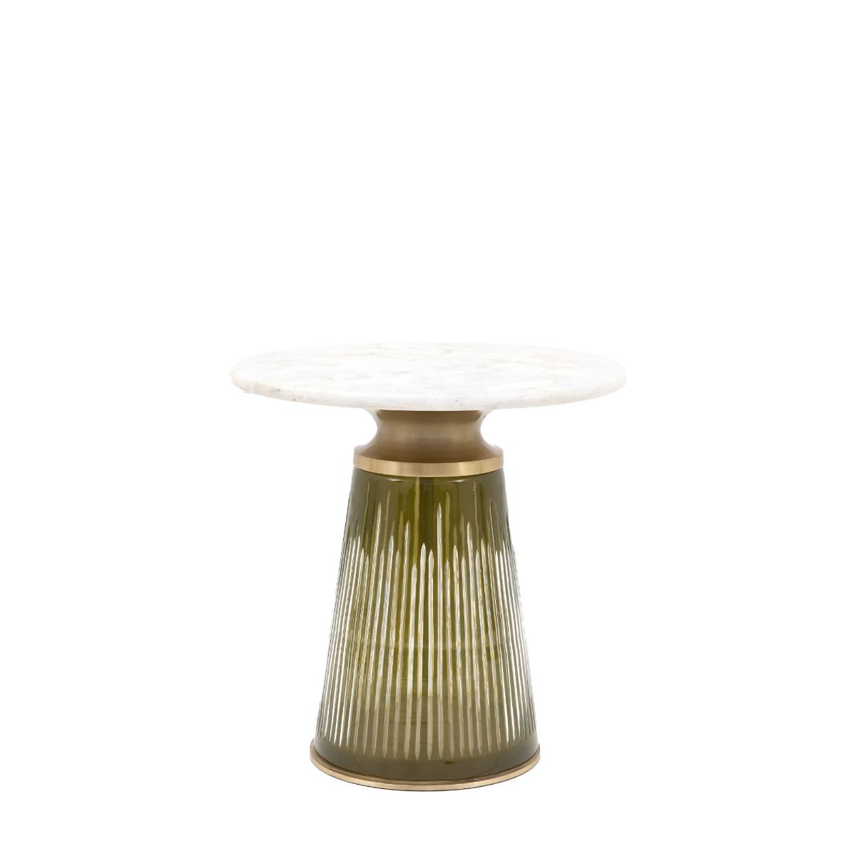 Round, marble topped side table