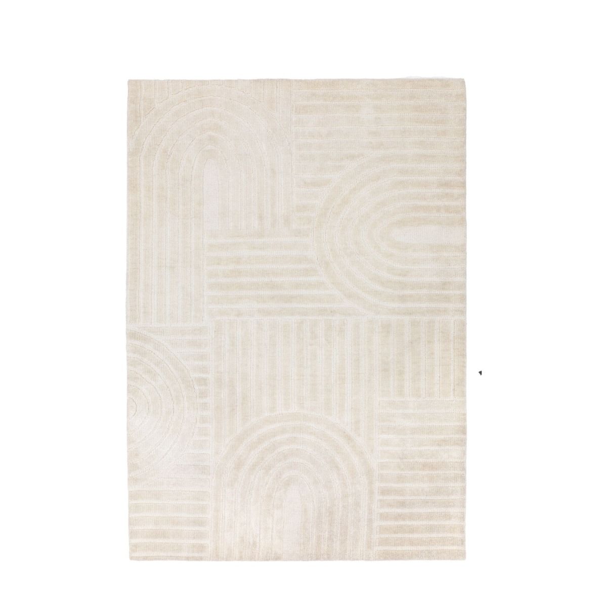 Cosy cream rug with discreet curve and line pattern