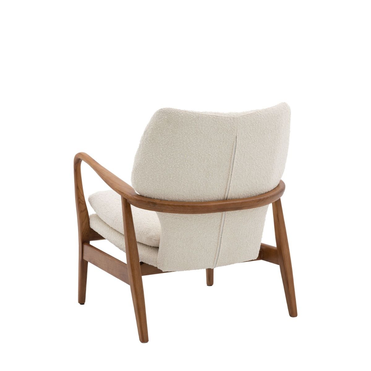 Stunning armchair with wooden frame and boucle seat pads
