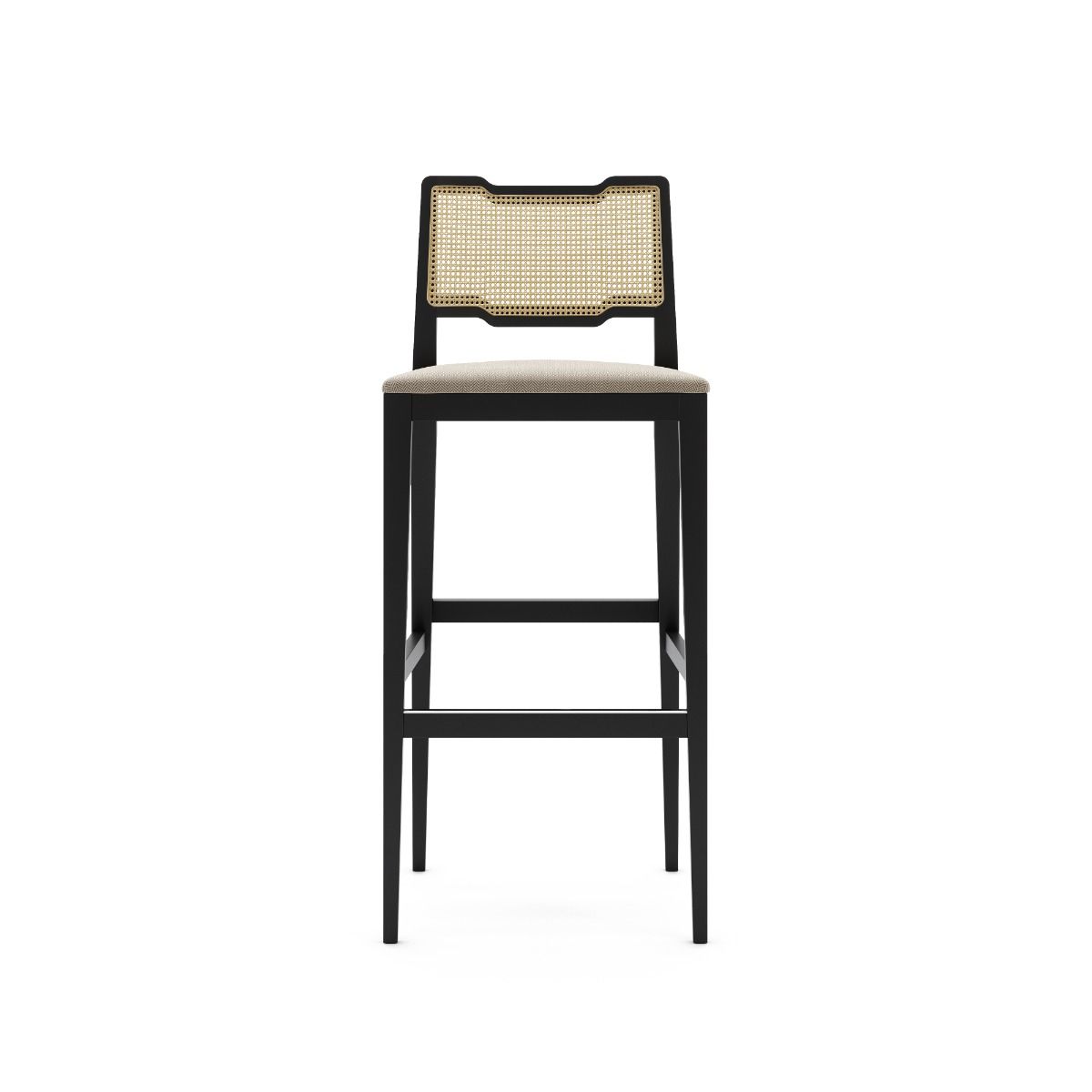 A luxurious traditional Portuguese bar stool with a luxury upholstery and woven details