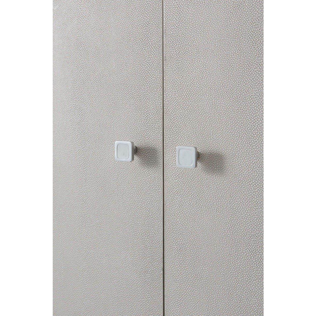 Natural leather bar cabinet with glass insert