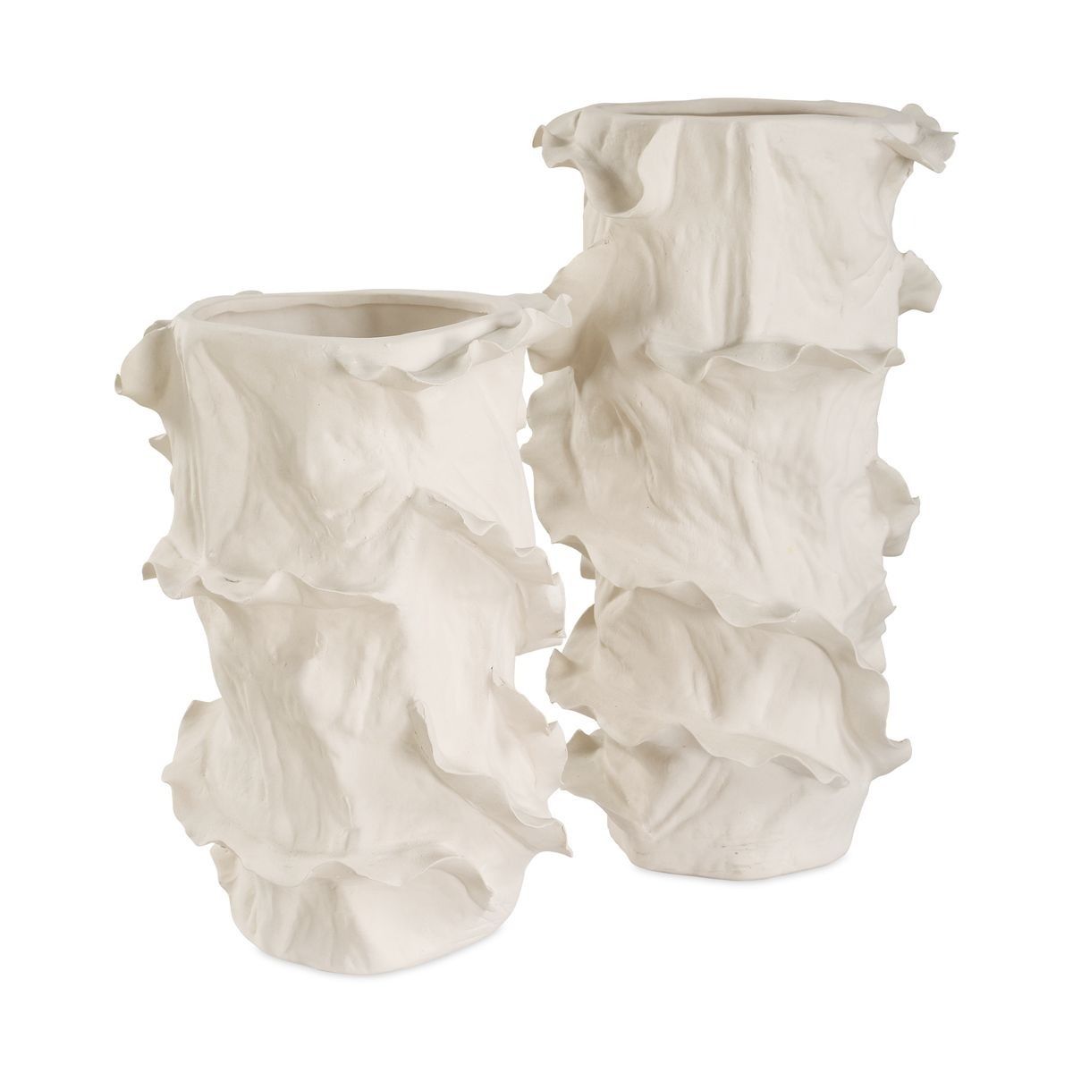 Ripple Crest White Vases - Set of 2