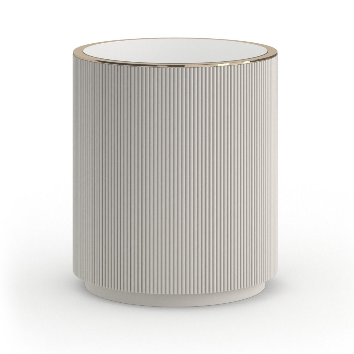 Sleek round side table with metal finish