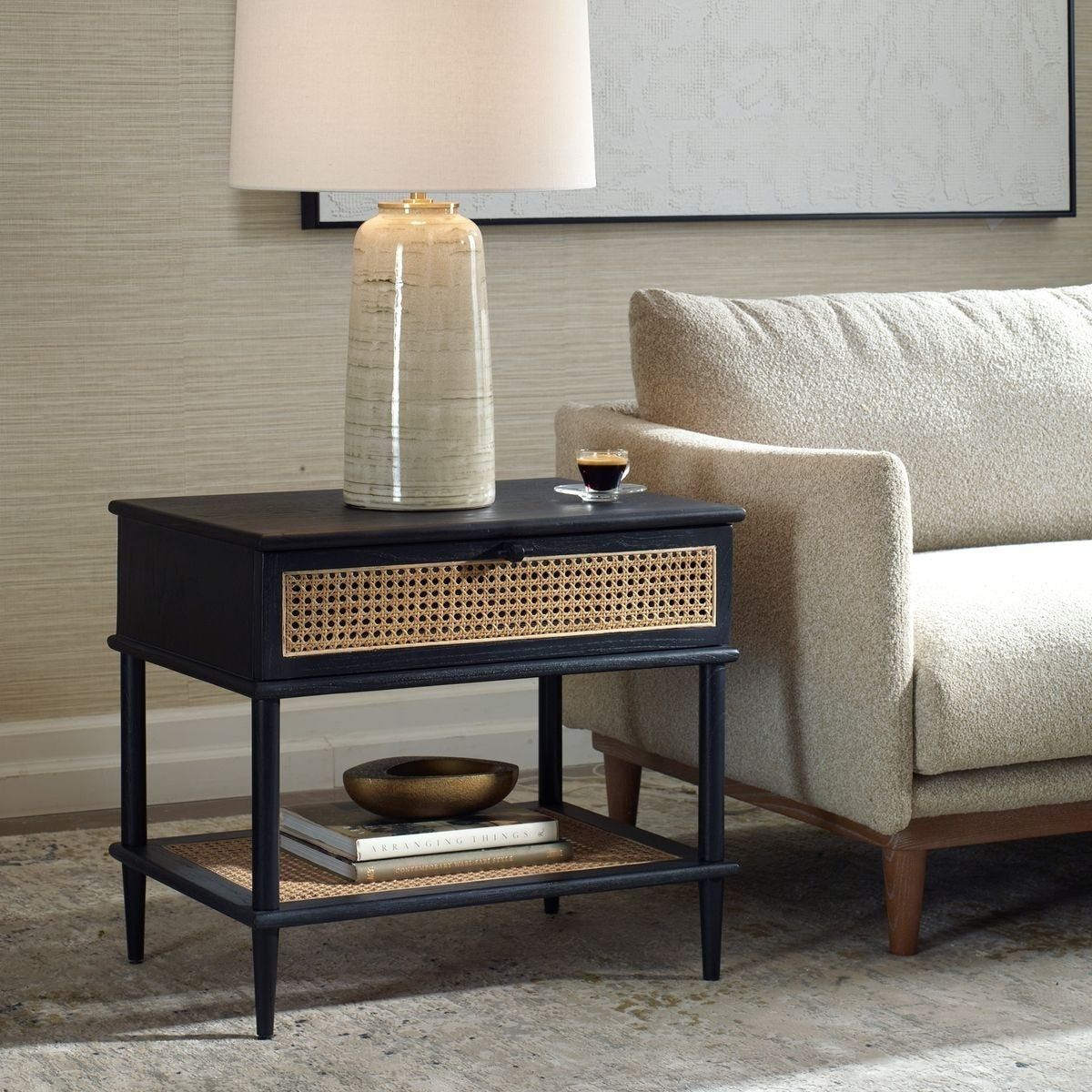 Coast Black Rattan Side Table