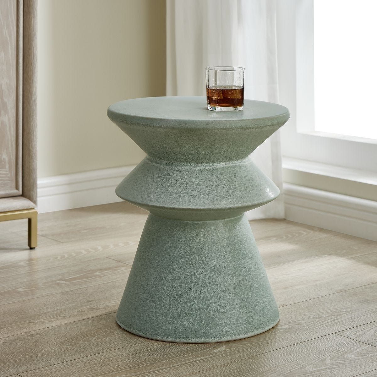 Imogene Garden Stool in Seafoam Glaze