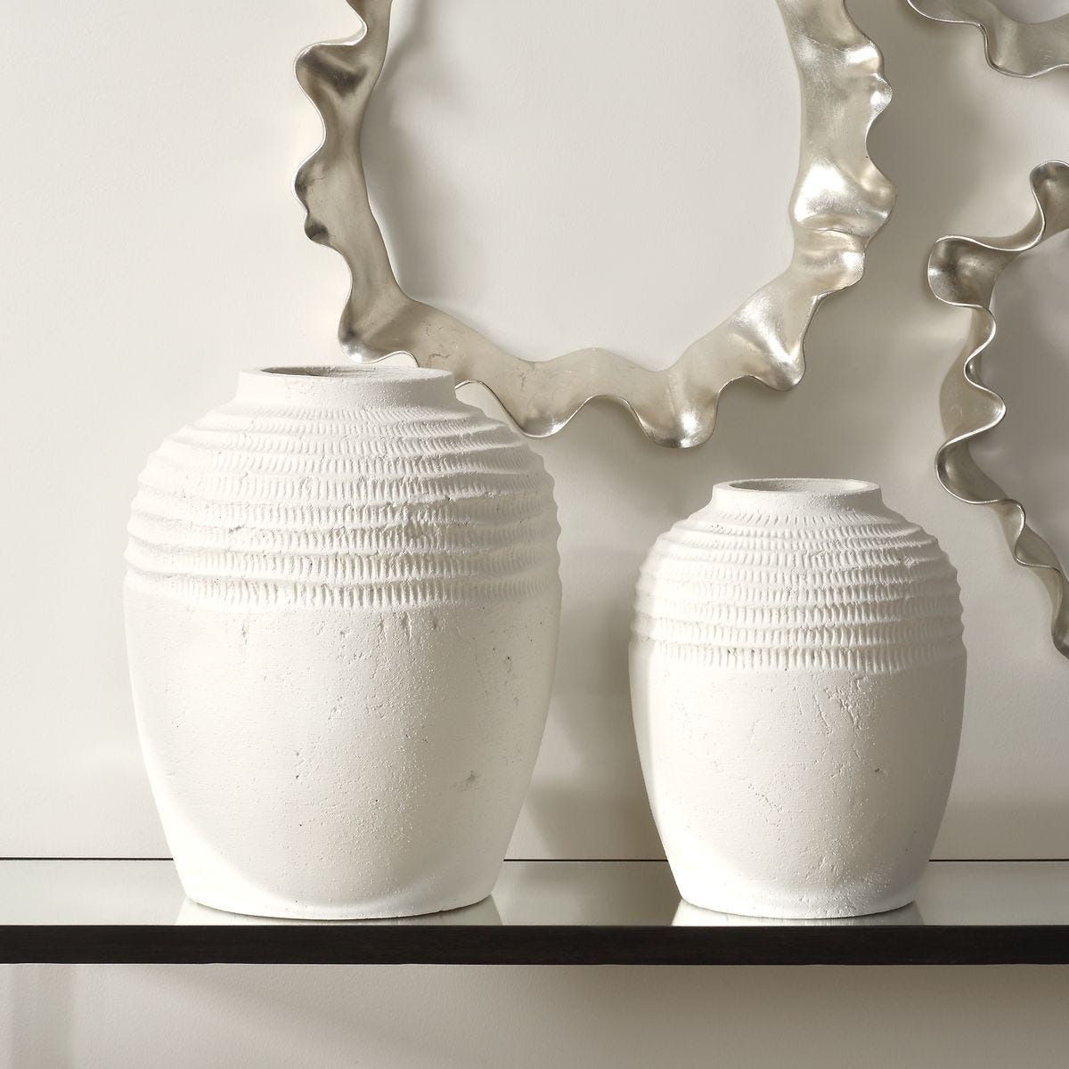 Luna Ridge White Ceramic Vases - Set of 2
