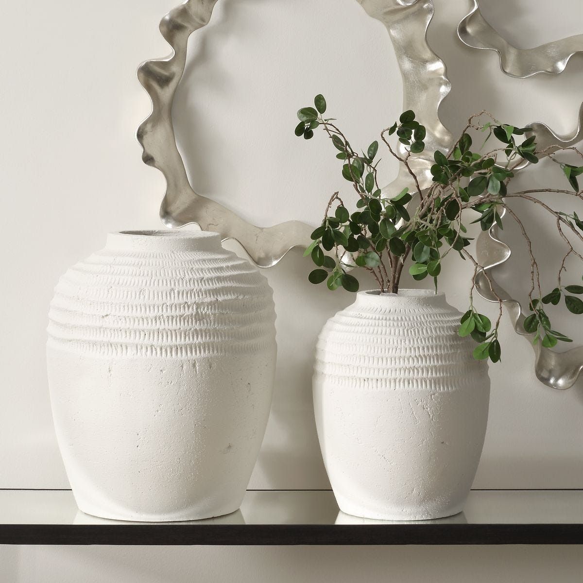 Luna Ridge White Ceramic Vases - Set of 2