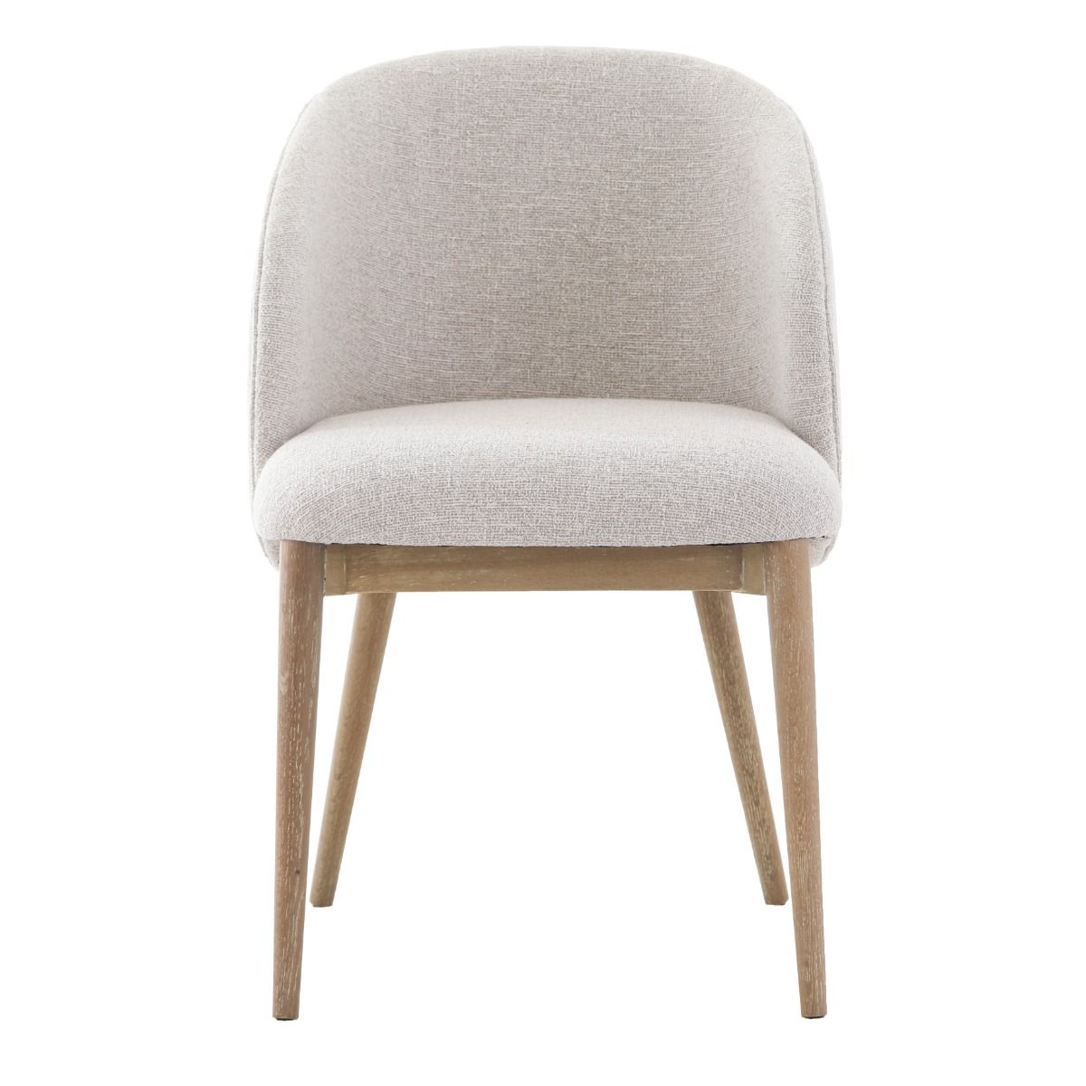 The Eton Dining Chair, with its curved upholstered back, soft linen fabric, and solid oak frame, offers modern comfort and Scandinavian-inspired style for everyday dining.