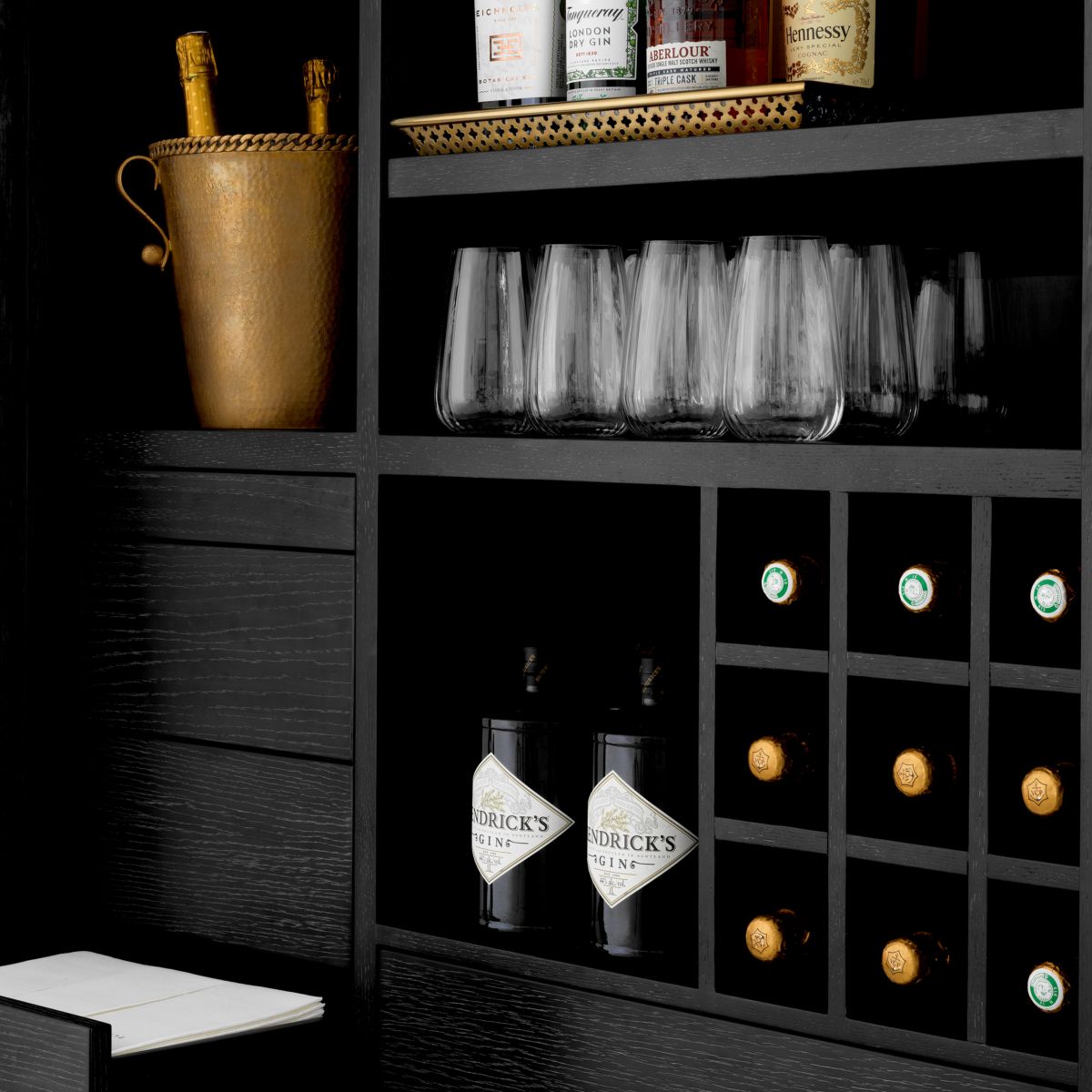 Connaught Bar Cabinet - Charcoal Oak