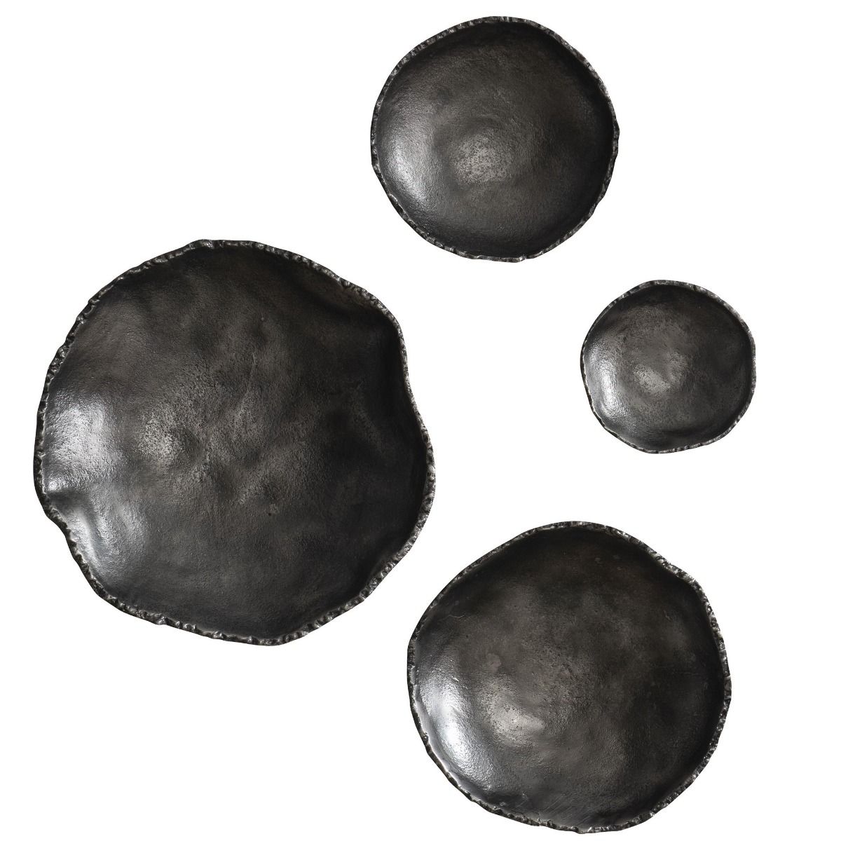 Handcrafted wall decor metal bowls in nickel finish