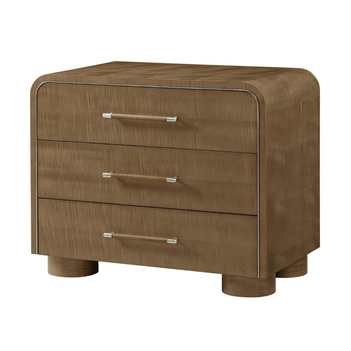 Set of three drawers with rounded silhouette and dark wood finish